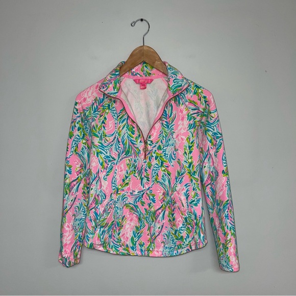 Lilly Pulitzer Skipper Popover Women’s Size‎ XXS Pink Blue Half-Zip - Picture 3 of 7
